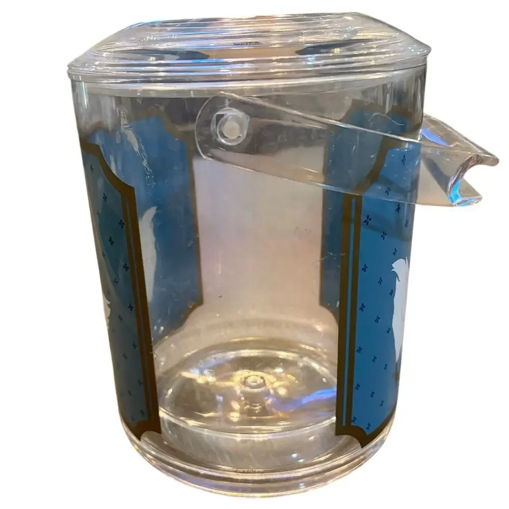 Vintage‎ Culver Acrylic Ice Bucket Goose Blue Bow Mid Century Barware